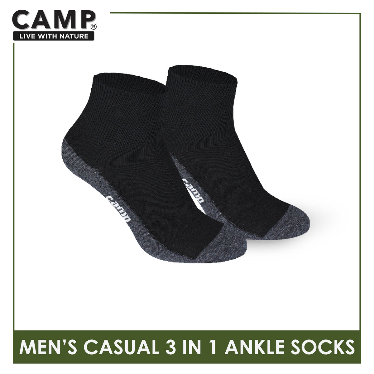 Camp Men's Cotton Lite Thin Casual Ankle Socks 3 pairs in a pack CMC5