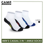 Camp Men's Cotton Lite Thin Casual Ankle Socks 3 pairs in a pack CMC5