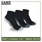 Camp Men's Cotton Lite Thin Casual Ankle Socks 3 pairs in a pack CMC5