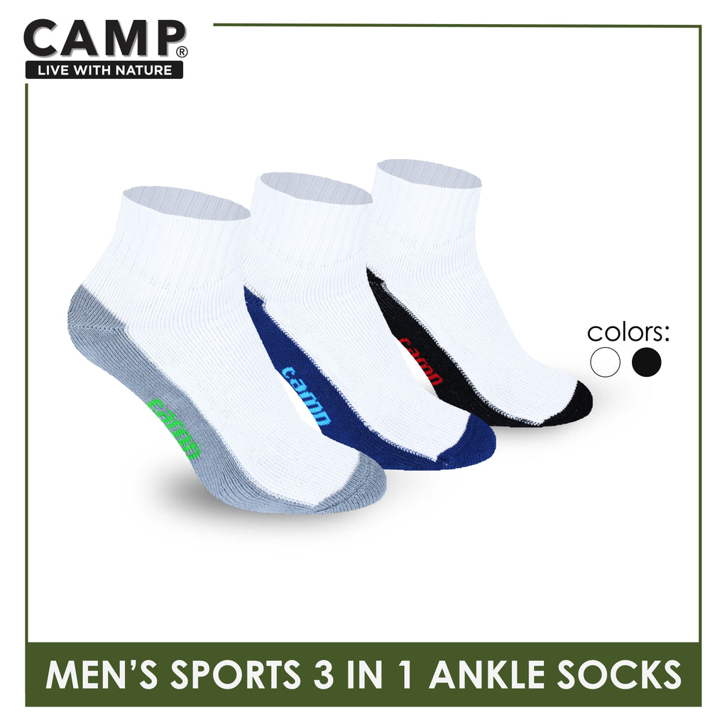 Camp Men's Cotton Thick Sports Ankle Socks 3 pairs in a pack CMS5