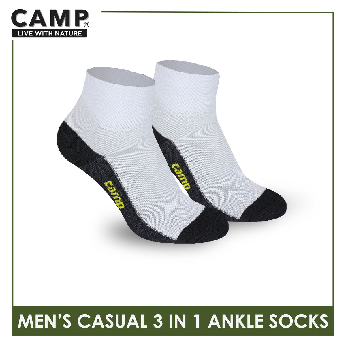 Camp Men's Cotton Lite Thin Casual Ankle Socks 3 pairs in a pack CMC5