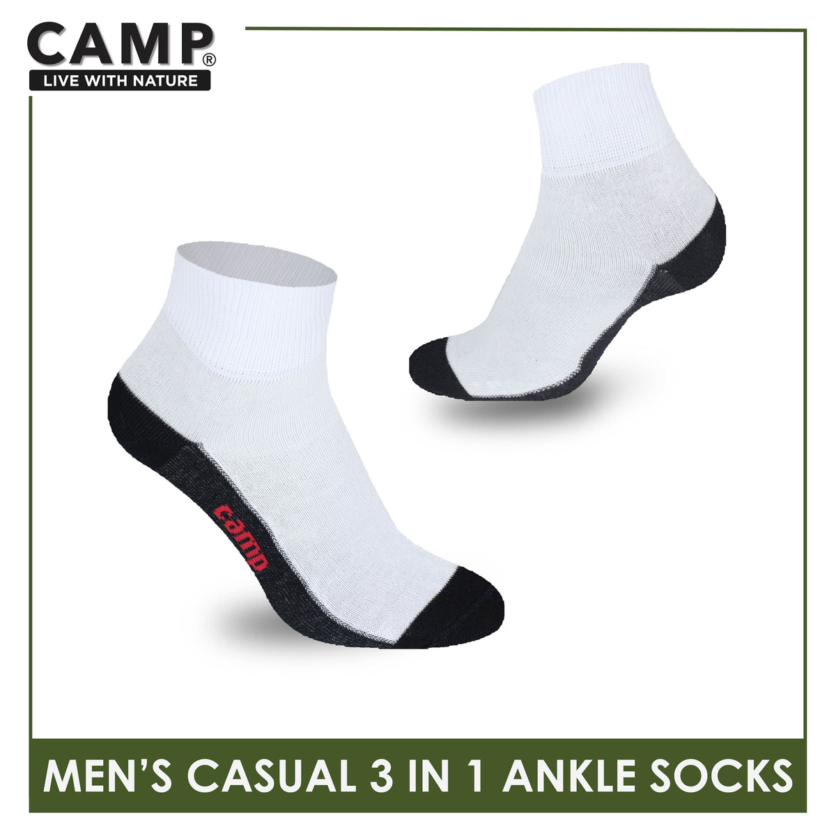Camp Men's Cotton Lite Thin Casual Ankle Socks 3 pairs in a pack CMC5