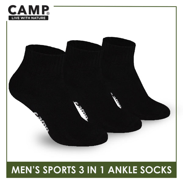 Camp Men's Cotton Thick Sports Ankle Socks 3 pairs in a pack CMS2