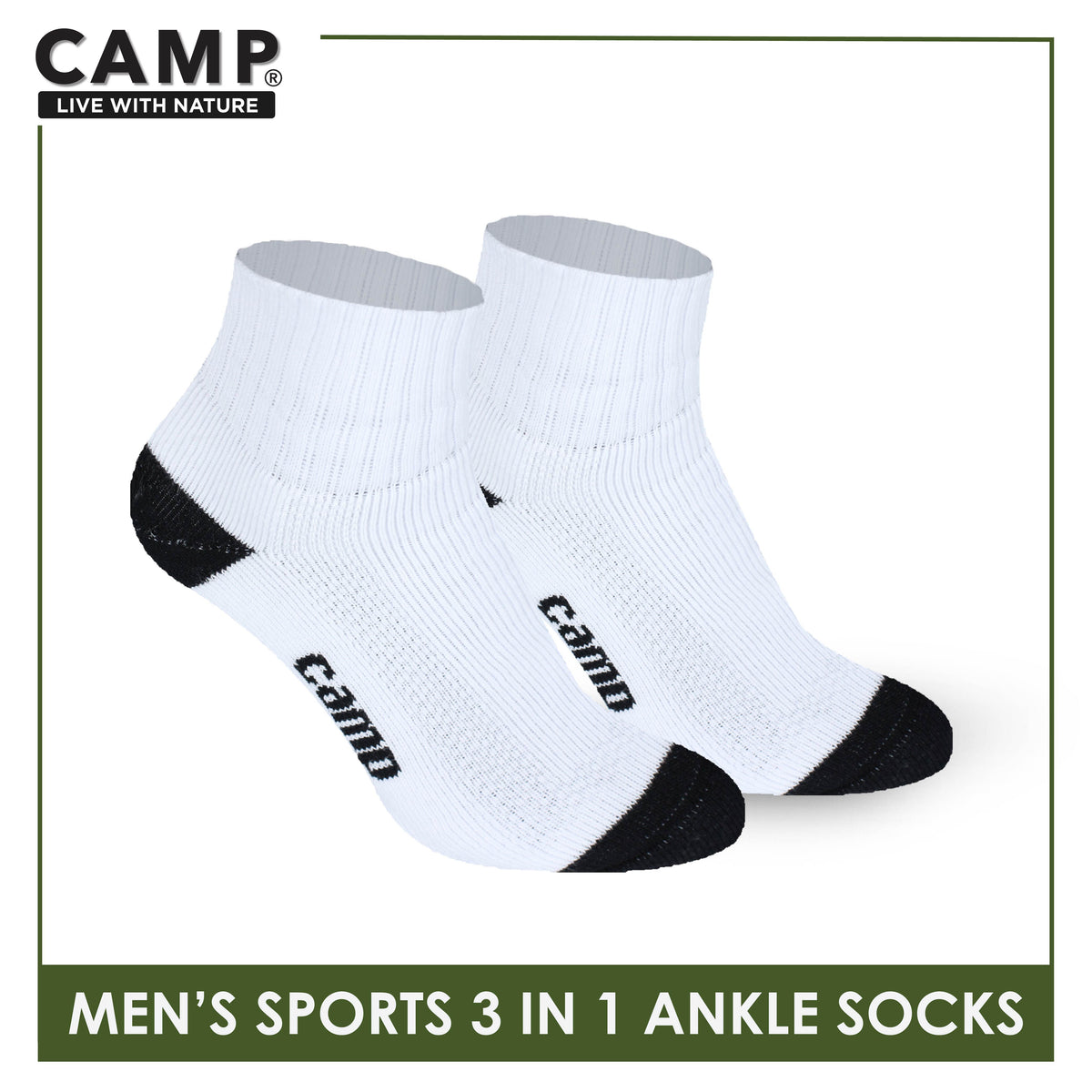 Camp Men's Cotton Thick Sports Ankle Socks 3 pairs in a pack CMS4