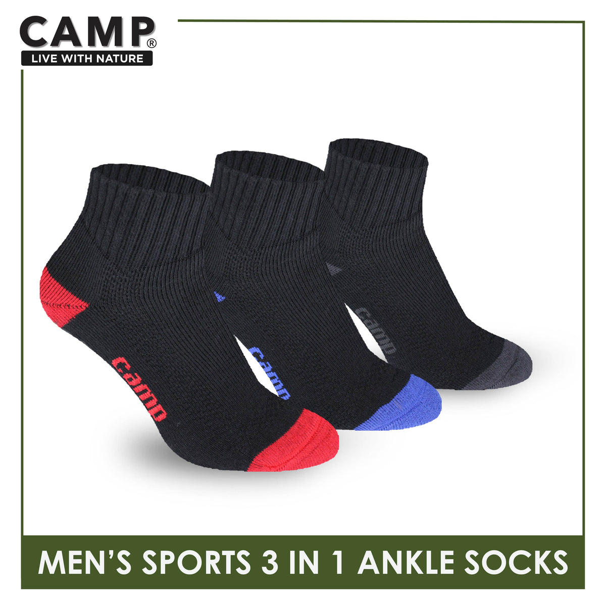 Camp Men's Cotton Thick Sports Ankle Socks 3 pairs in a pack CMS4