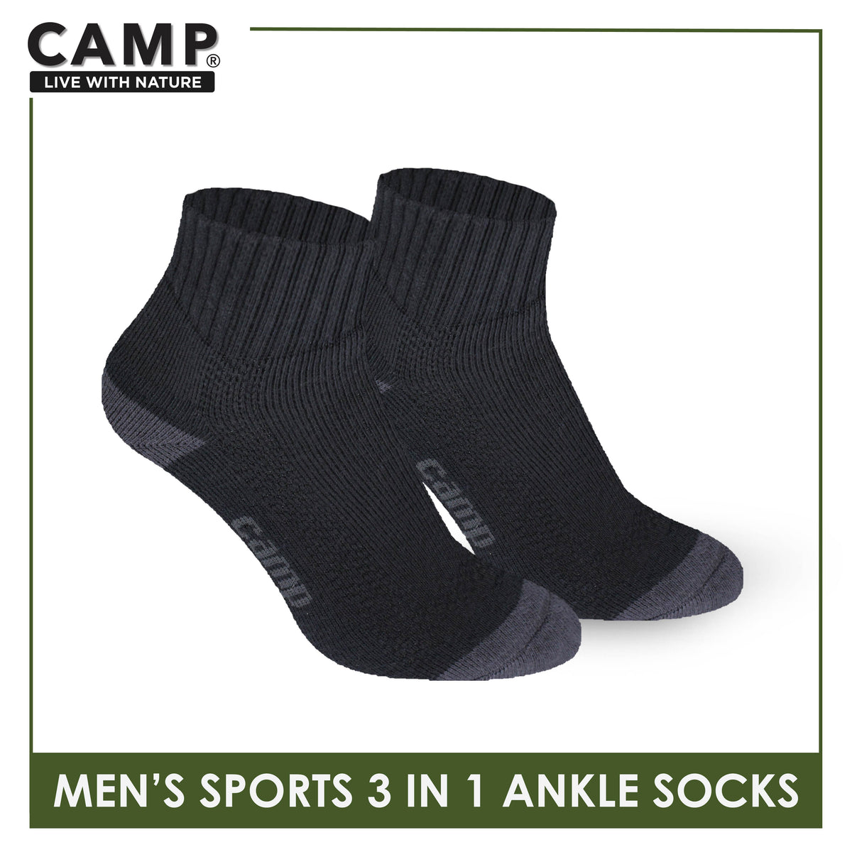 Camp Men's Cotton Thick Sports Ankle Socks 3 pairs in a pack CMS4