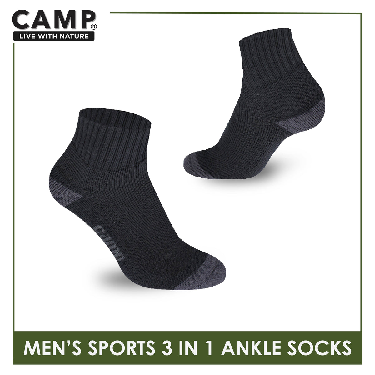 Camp Men's Cotton Thick Sports Ankle Socks 3 pairs in a pack CMS4