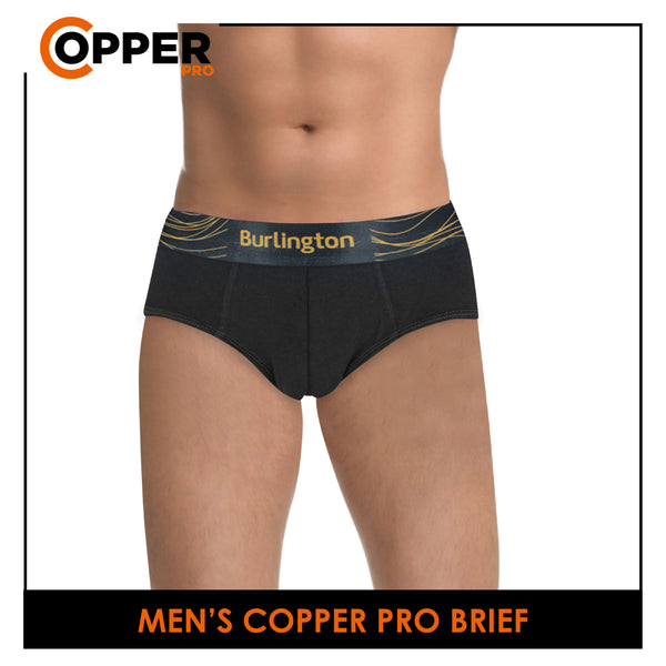 Burlington Men's Copper Pro Antimicrobial Cotton Spandex Brief 1 Piece Underwear CPMBS1401