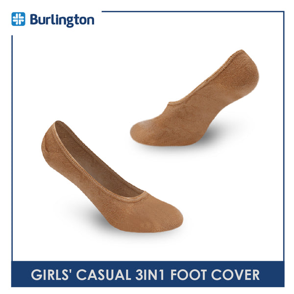 Burlington Girls' Children Cotton Lite Casual Foot Cover 3 pairs in a pack BCFG1