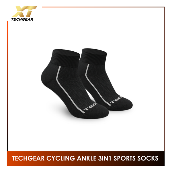 Burlington Men's Techgear Drift Cycling Thick Sports Ankle Socks 3 pairs in a pack TGMBG1401