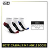 Dri Plus Boys' Children Cotton Ankle Lite Casual Socks 3 pairs in 1 pack DBCG18