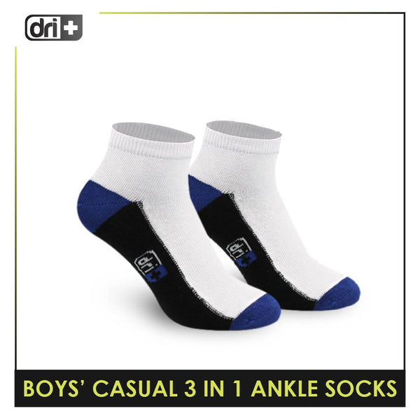 Dri Plus Boys' Children Cotton Ankle Lite Casual Socks 3 pairs in 1 pack DBCG18