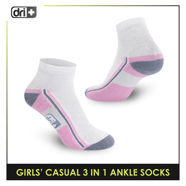 Dri Plus Girls' Children Lite Casual Ankle Socks 3 pairs in a pack DGCG10