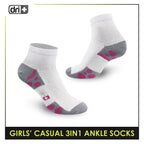 Dri Plus Girls' Children Cotton Ankle Lite Thin Casual Socks 3 pairs in 1 pack DGCG11