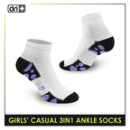 Dri Plus Girls' Children Cotton Ankle Lite Thin Casual Socks 3 pairs in 1 pack DGCG11
