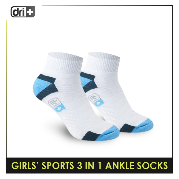 Dri Plus Girls' Children Thick Sports Ankle Socks 3 pairs in a pack DGSG6