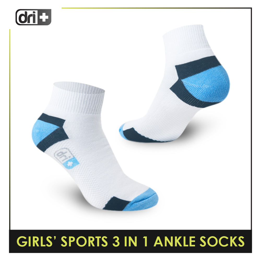 Dri Plus Girls' Children Thick Sports Ankle Socks 3 pairs in a pack DGSG6