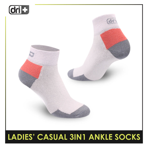 Dri Plus Ladies' Lite Casual Ankle Socks 3 pairs in a pack DLCG2302