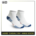 Dri Plus Ladies' Cotton Lite Thin Casual Ankle Socks 3 pairs in a pack DLCKG25