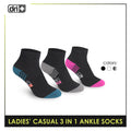 Dri Plus Ladies' Lite Thin Casual Ankle Socks 3 pairs in a pack DLCKG29