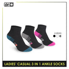 Dri Plus Ladies' Lite Thin Casual Ankle Socks 3 pairs in a pack DLCKG29