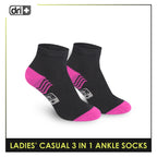 Dri Plus Ladies' Lite Thin Casual Ankle Socks 3 pairs in a pack DLCKG29