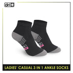 Dri Plus Ladies' Lite Thin Casual Ankle Socks 3 pairs in a pack DLCKG29