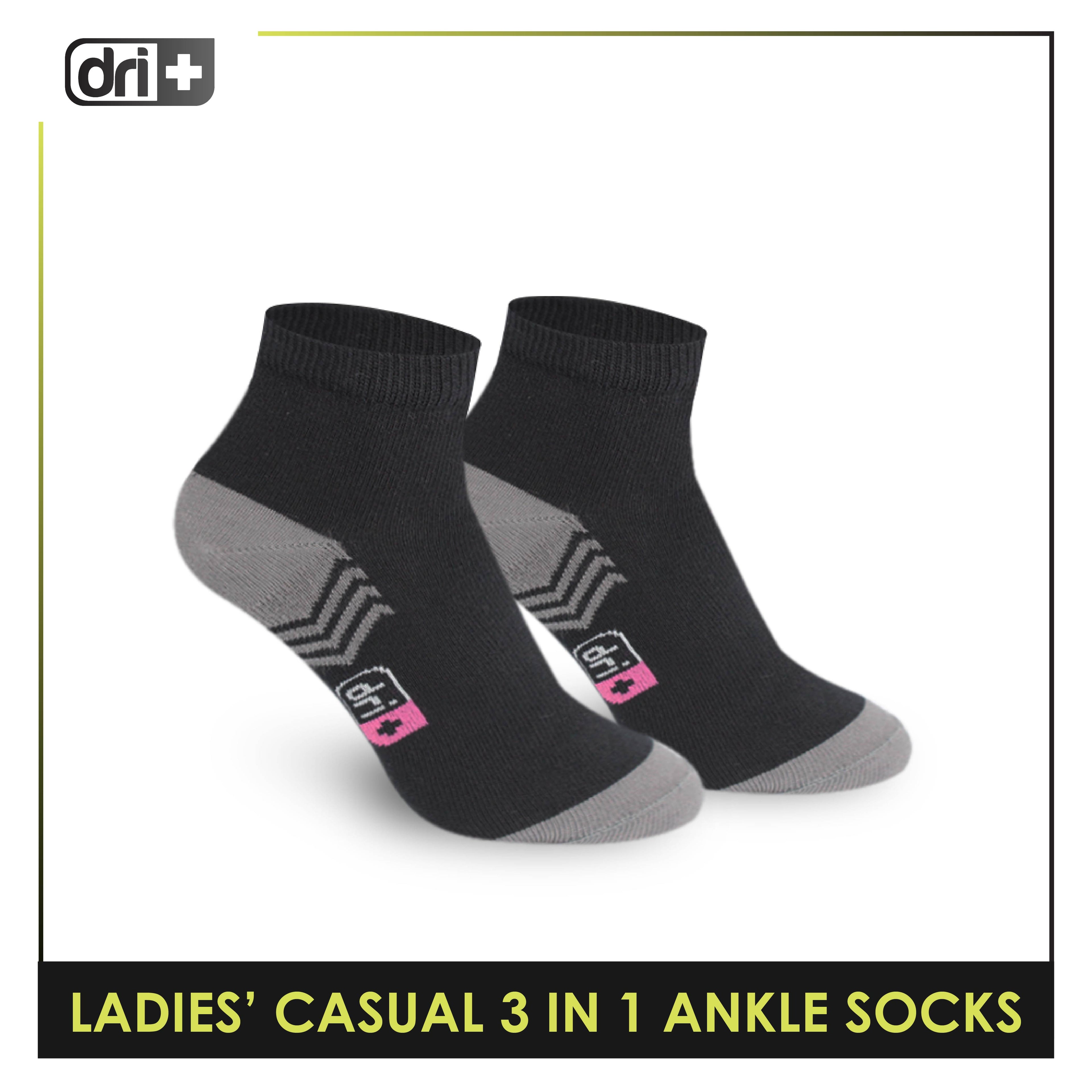 Dri Plus Ladies' Lite Thin Casual Ankle Socks 3 pairs in a pack DLCKG29