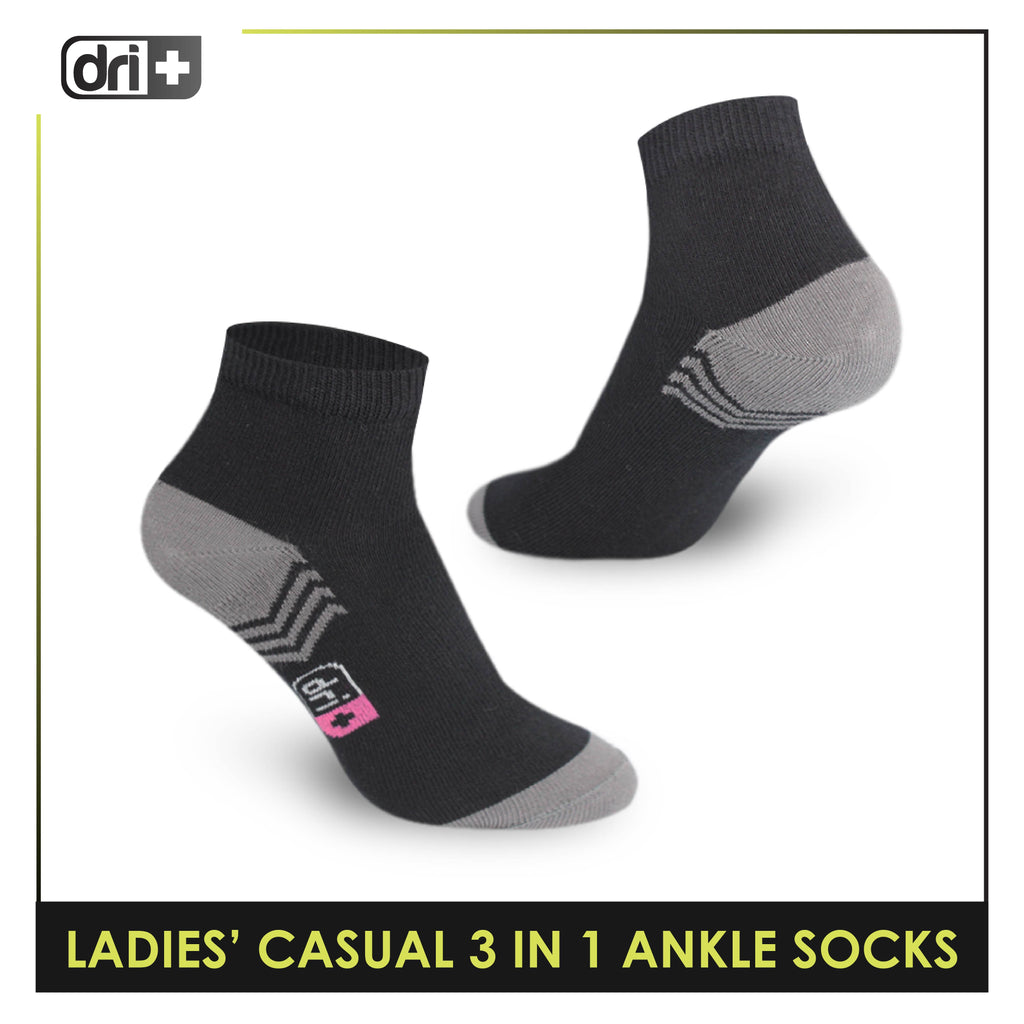 Dri Plus Ladies' Lite Thin Casual Ankle Socks 3 pairs in a pack DLCKG29