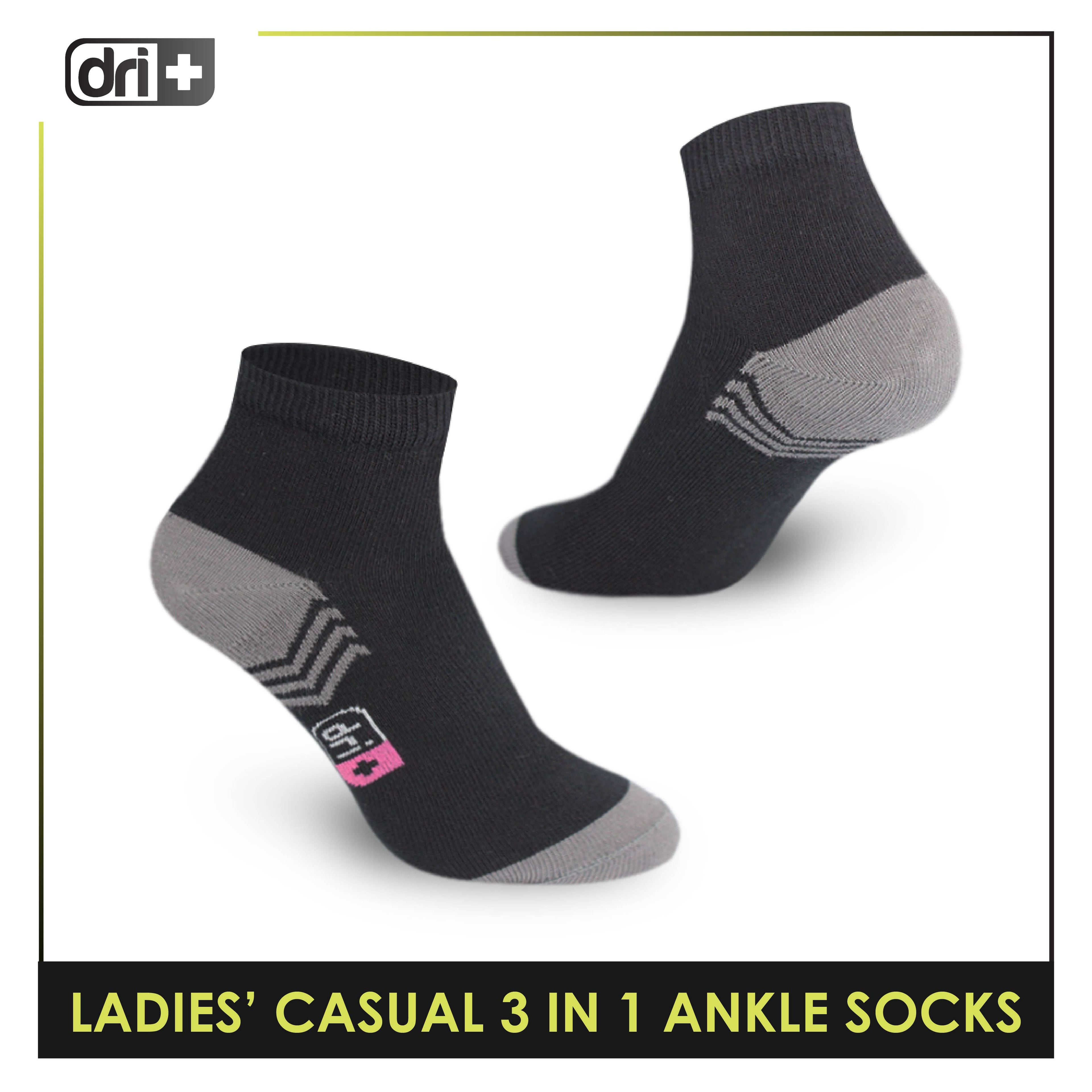 Dri Plus Ladies' Lite Thin Casual Ankle Socks 3 pairs in a pack DLCKG29