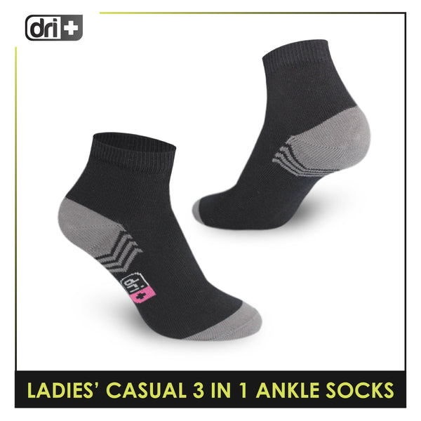 Dri Plus Ladies' Lite Casual Ankle Socks 3 pairs in a pack DLCKG29