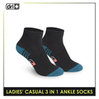 Dri Plus Ladies' Lite Thin Casual Ankle Socks 3 pairs in a pack DLCKG29