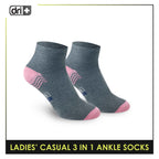 Dri Plus Ladies' Lite Thin Casual Ankle Socks 3 pairs in a pack DLCKG29