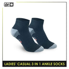 Dri Plus Ladies' Lite Thin Casual Ankle Socks 3 pairs in a pack DLCKG29
