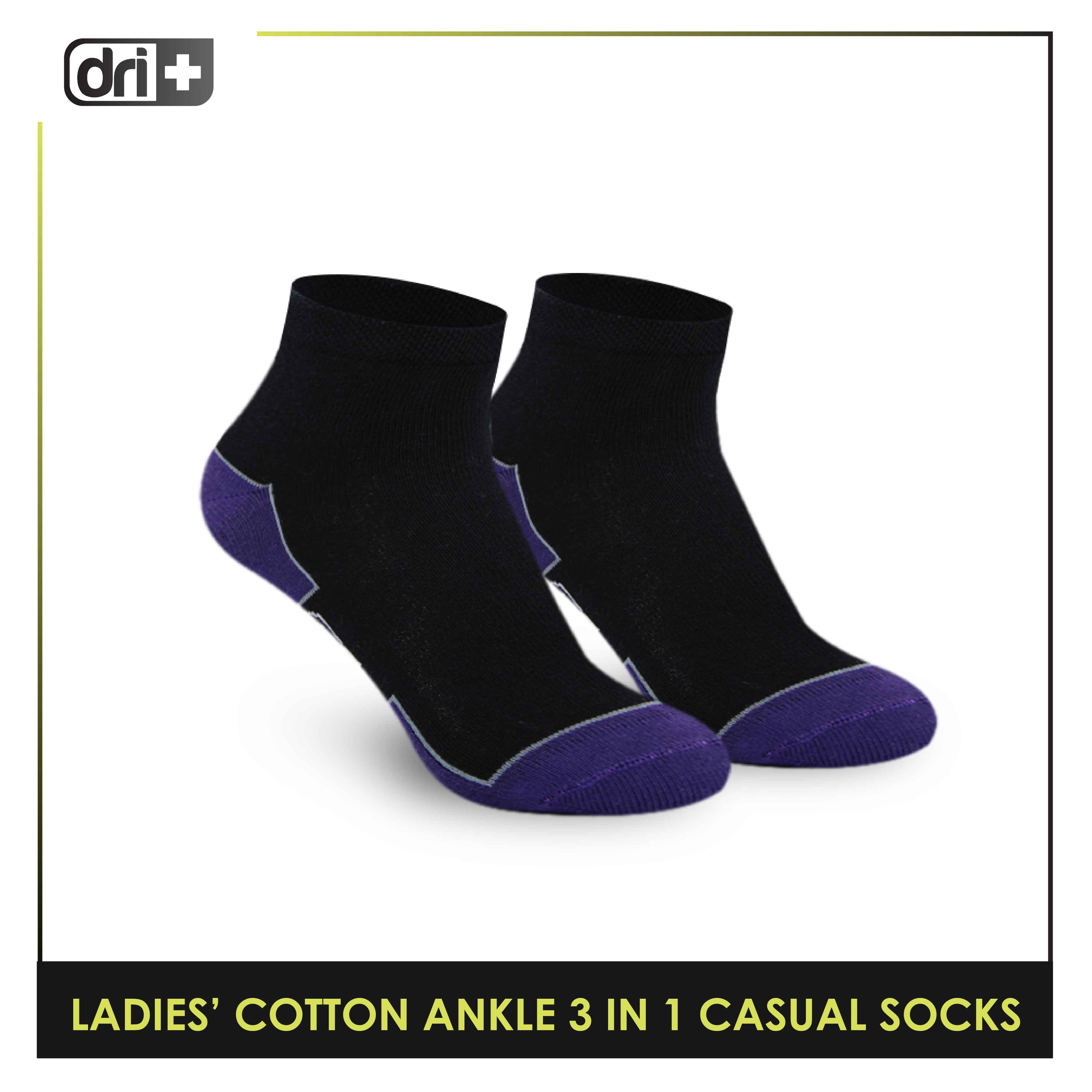 Dri Plus Ladies’ Lite Thin Casual Ankle Socks 3 pairs in a pack DLCKG31