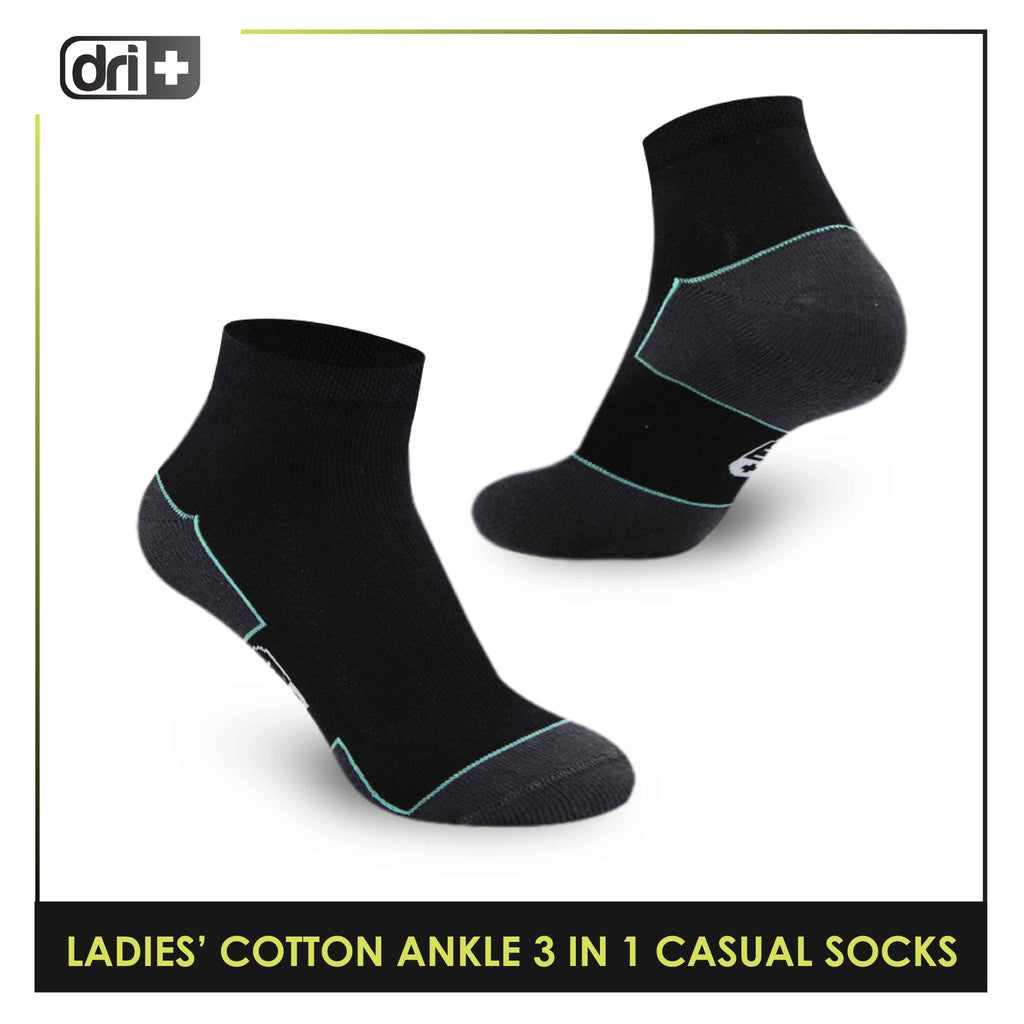 Dri Plus Ladies’ Lite Thin Casual Ankle Socks 3 pairs in a pack DLCKG31