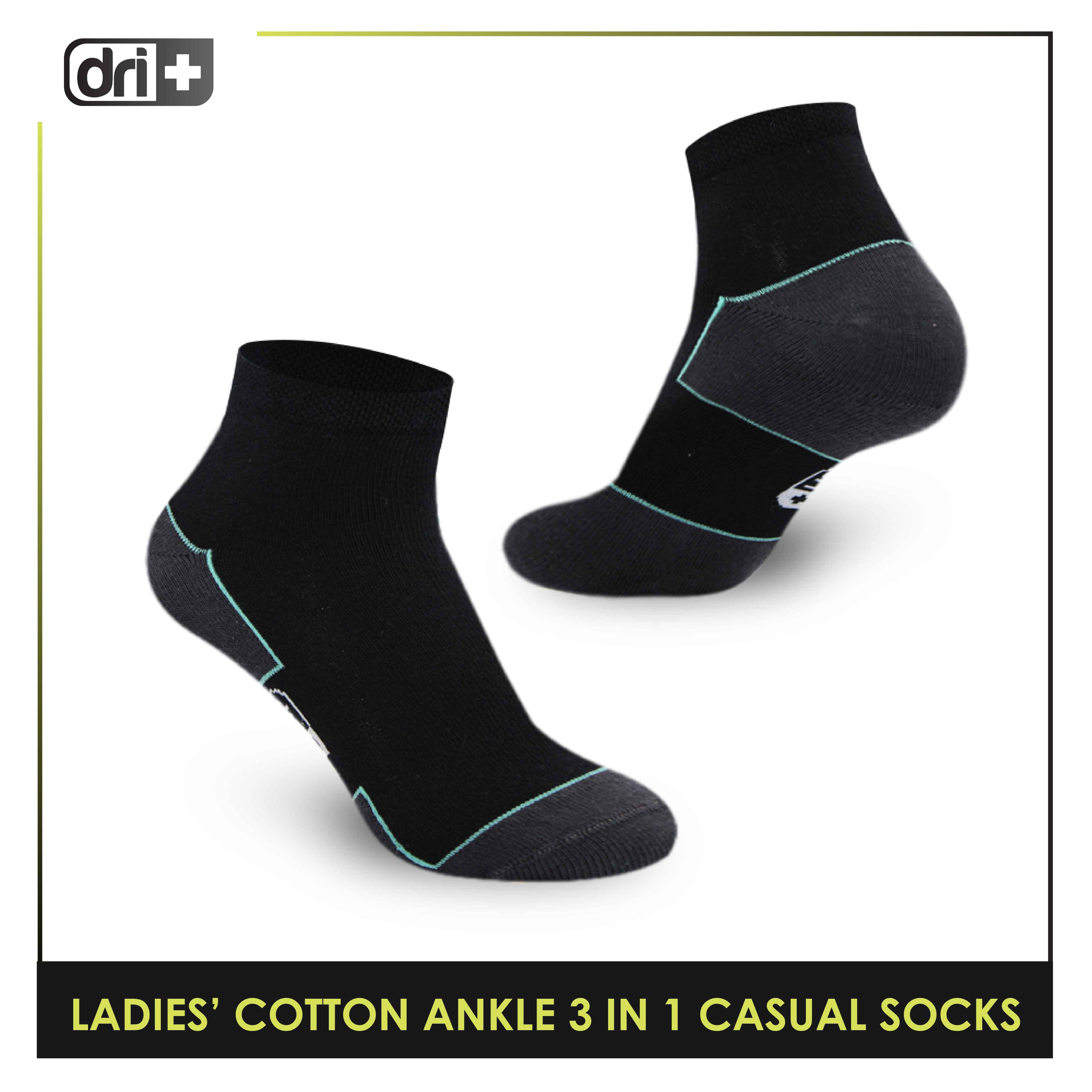Dri Plus Ladies’ Lite Thin Casual Ankle Socks 3 pairs in a pack DLCKG31