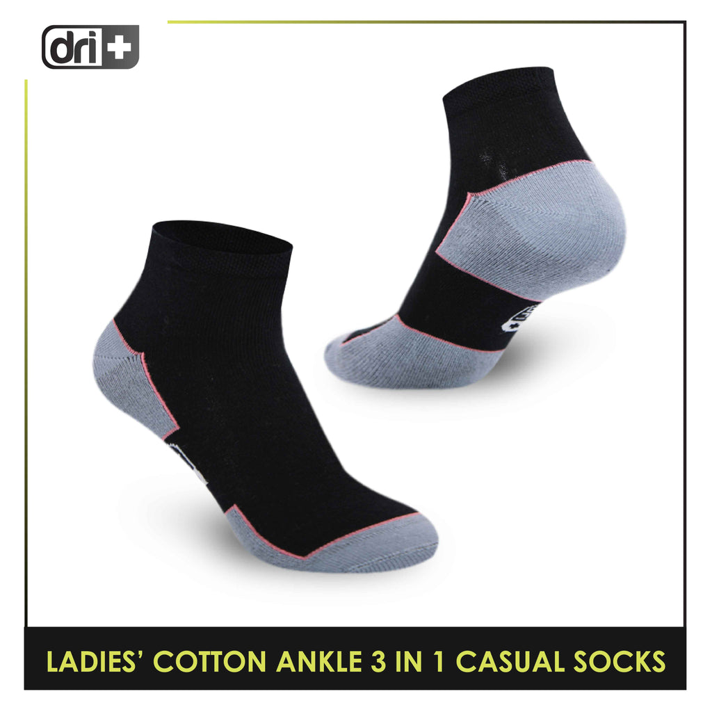 Dri Plus Ladies’ Lite Thin Casual Ankle Socks 3 pairs in a pack DLCKG31