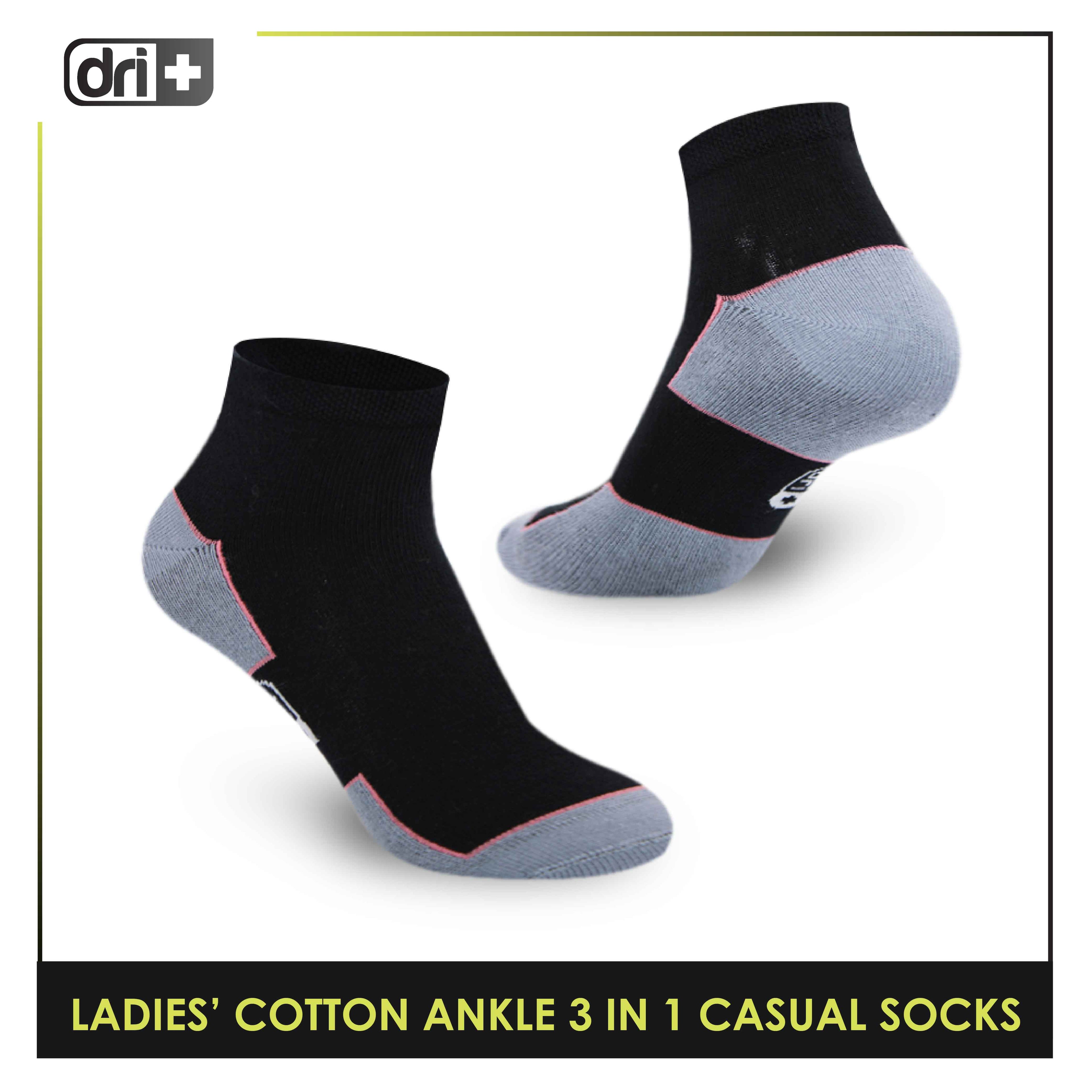 Dri Plus Ladies’ Lite Thin Casual Ankle Socks 3 pairs in a pack DLCKG31