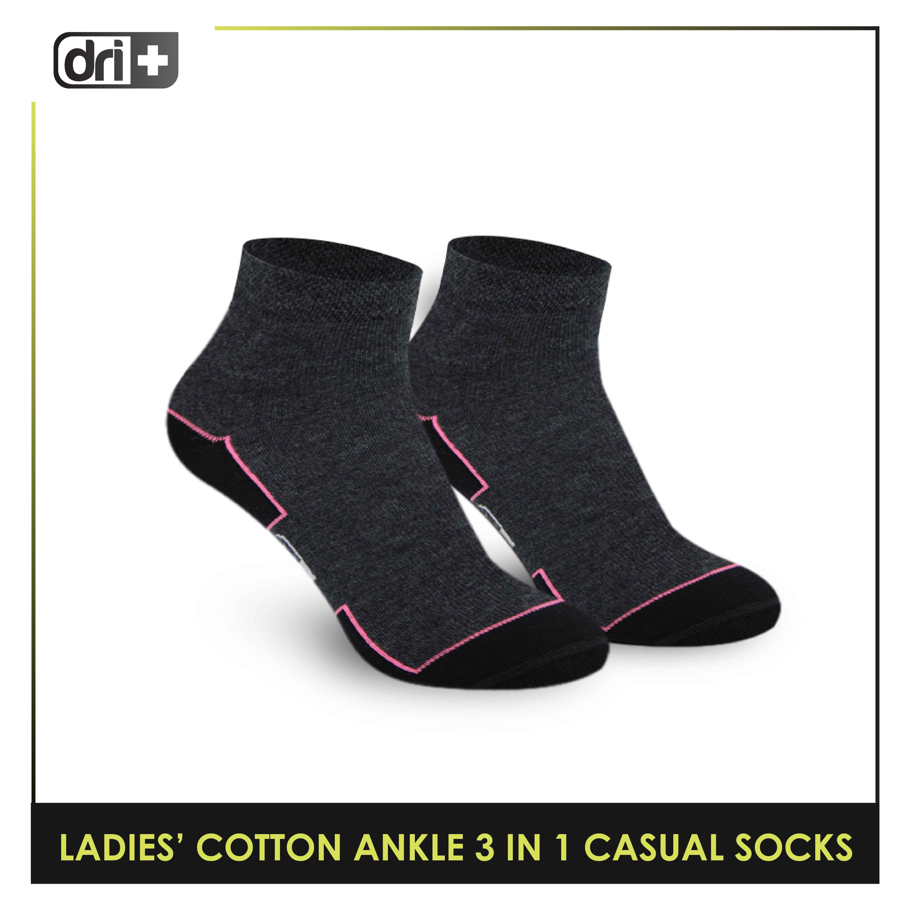 Dri Plus Ladies’ Lite Thin Casual Ankle Socks 3 pairs in a pack DLCKG31