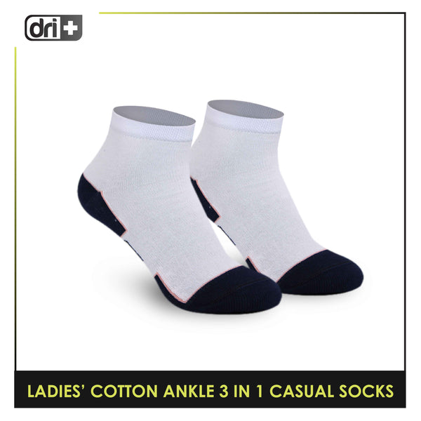 Dri Plus Ladies' Lite Casual Ankle Socks 3 pairs in a pack DLCKG31