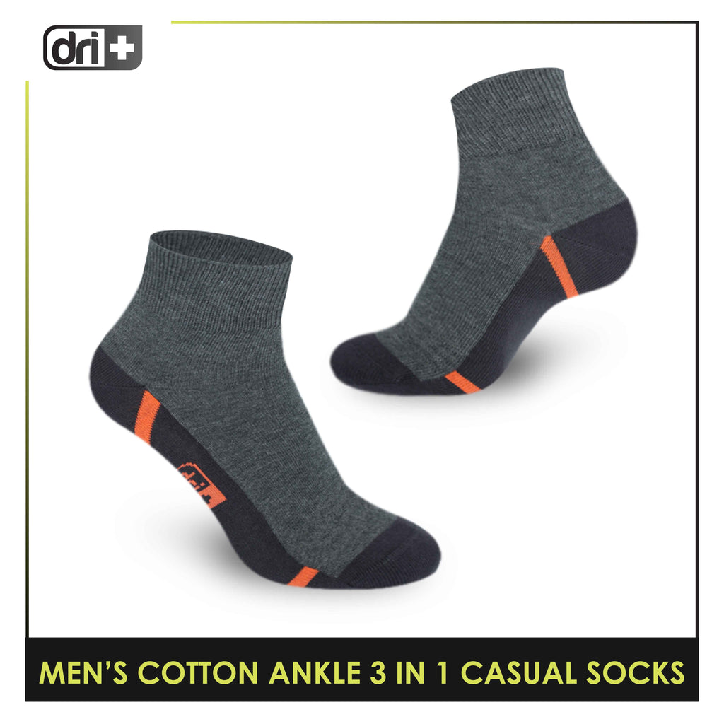 Dri Plus Men's Lite Thin Casual Ankle Socks 3 pairs in a pack DMCG16
