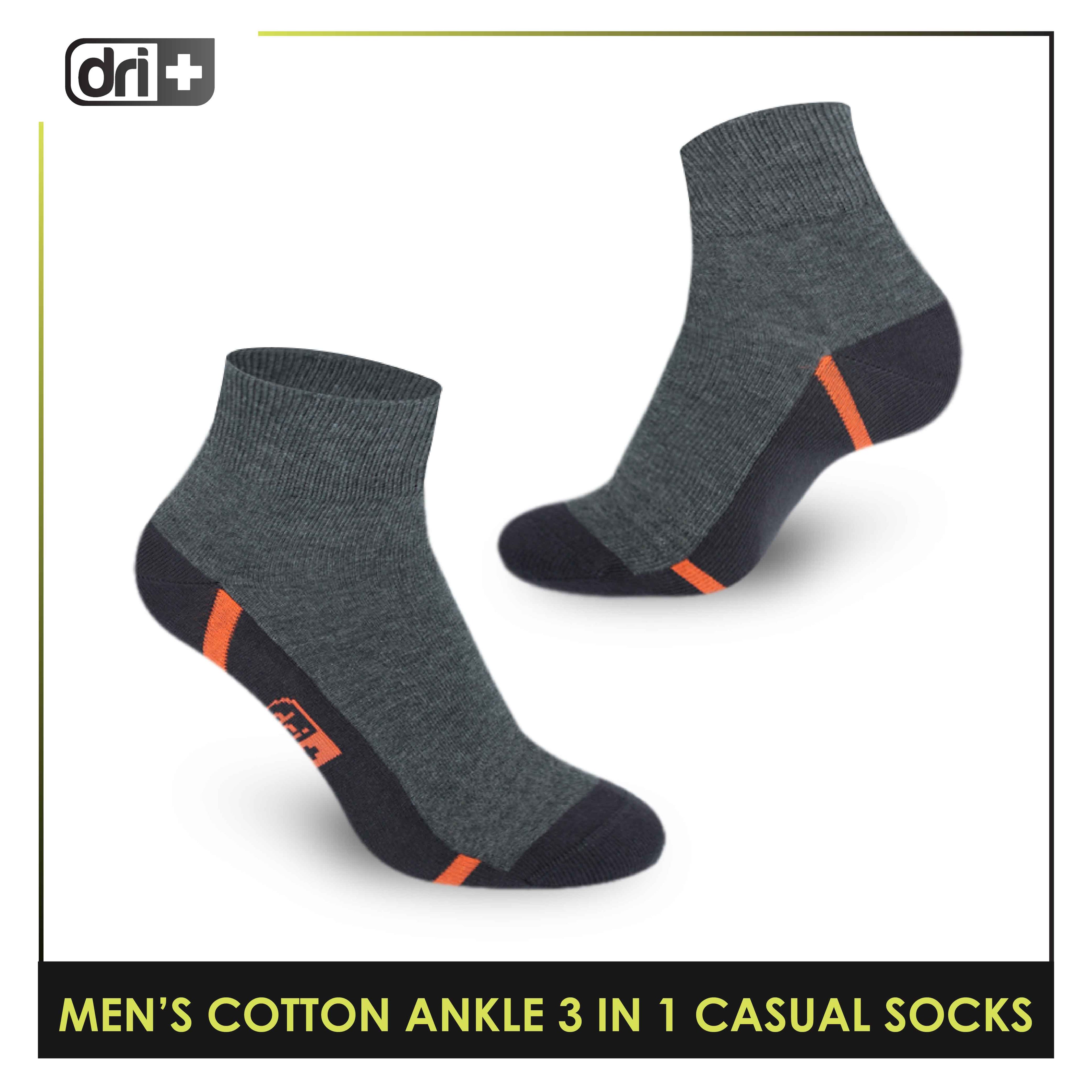 Dri Plus Men's Lite Thin Casual Ankle Socks 3 pairs in a pack DMCG16
