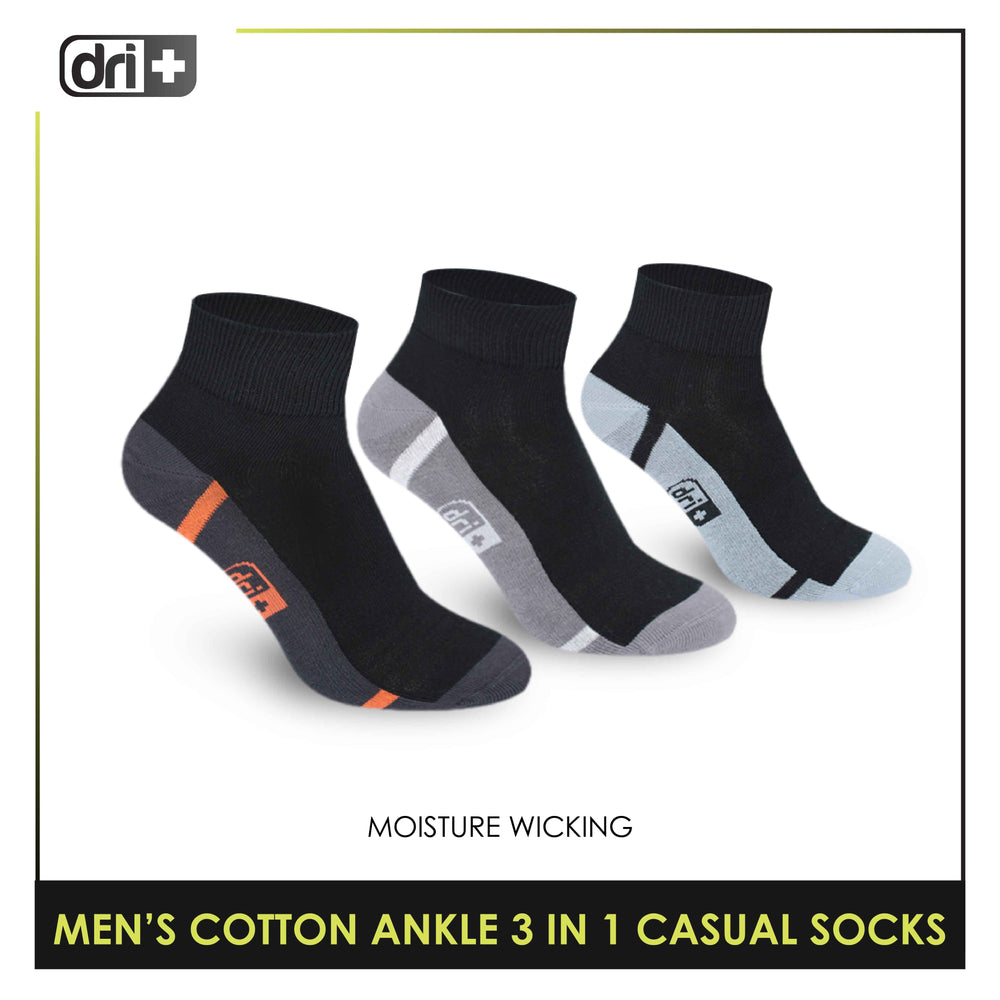Dri Plus Men's Lite Thin Casual Ankle Socks 3 pairs in a pack DMCG16
