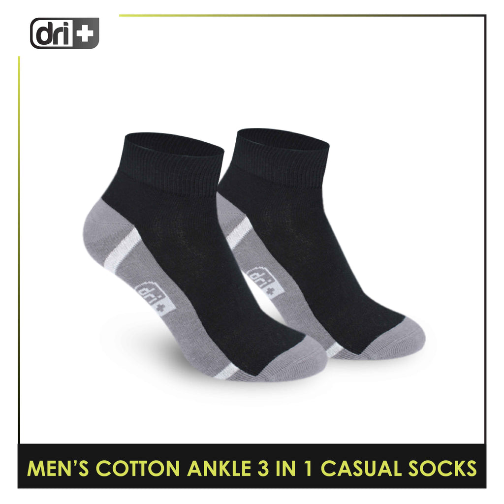 Dri Plus Men's Lite Thin Casual Ankle Socks 3 pairs in a pack DMCG16