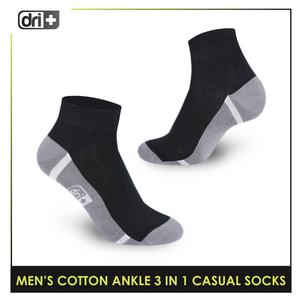 Dri Plus Men's Lite Thin Casual Ankle Socks 3 pairs in a pack DMCG16