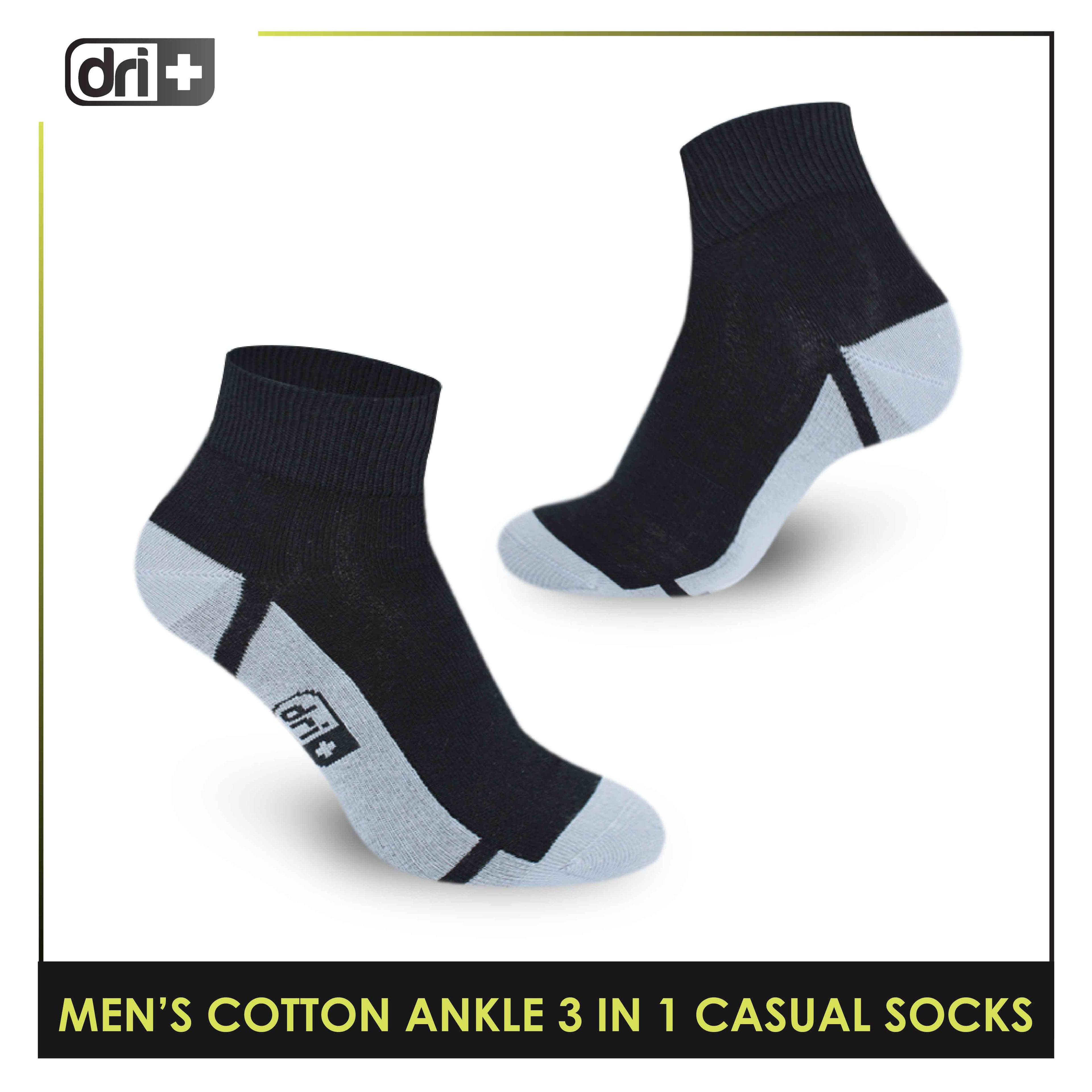 Dri Plus Men's Lite Thin Casual Ankle Socks 3 pairs in a pack DMCG16