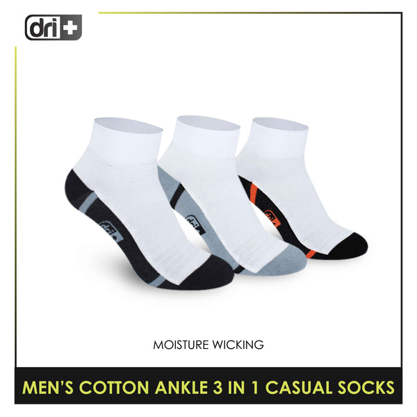 Dri Plus Men's Lite Casual Ankle Socks 3 pairs in a pack DMCG16