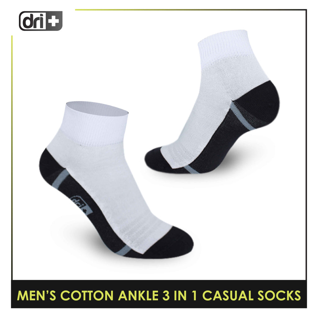 Dri Plus Men's Lite Thin Casual Ankle Socks 3 pairs in a pack DMCG16