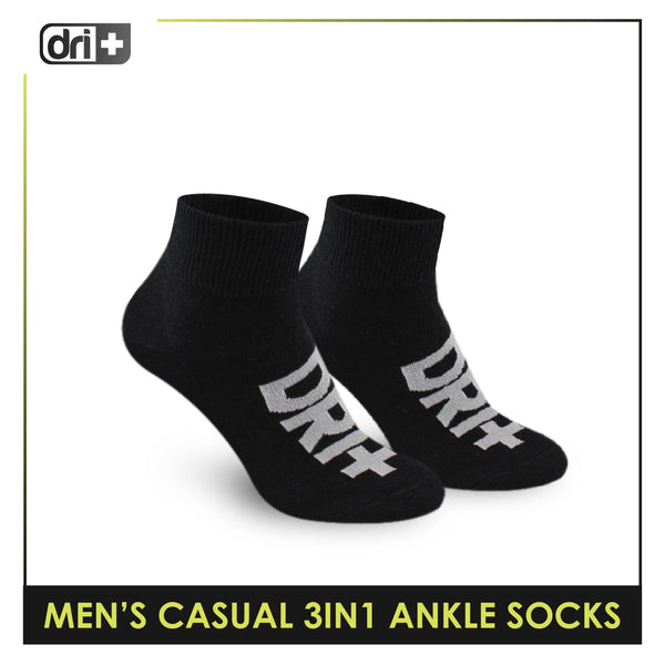 Dri Plus Men's Lite Casual Ankle Socks 3 pairs in a pack DMCG2401